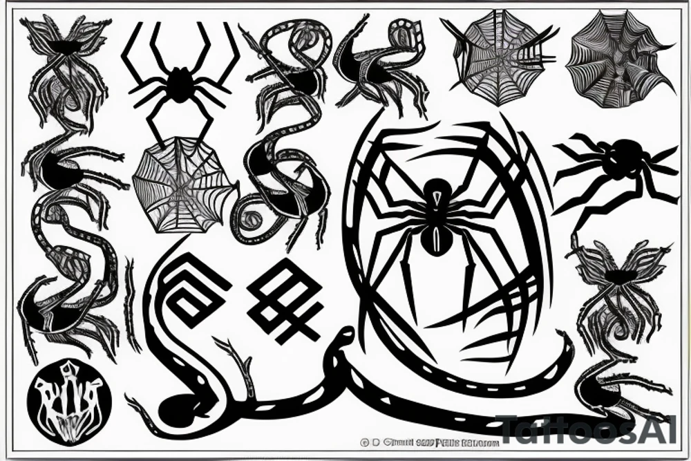 spider fights snake tattoo idea