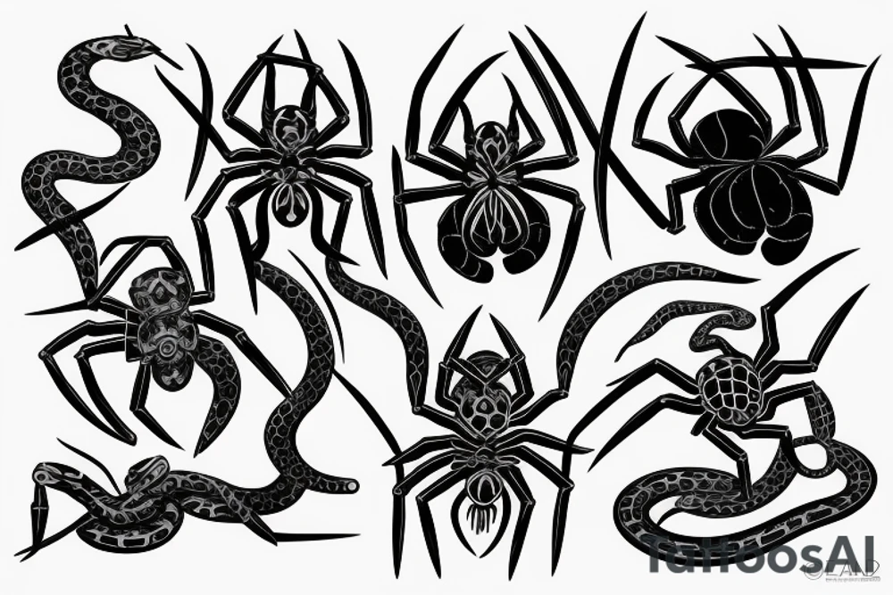 spider fights snake tattoo idea