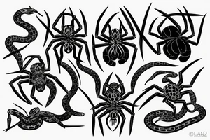 spider fights snake tattoo idea