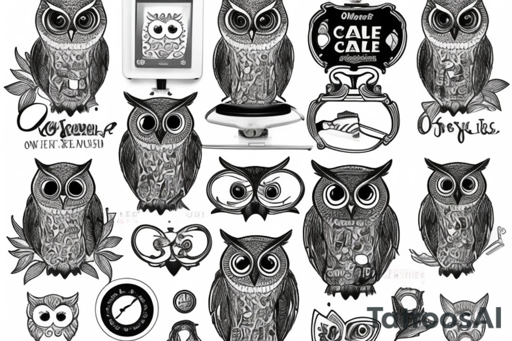 Owl on the scales tattoo idea