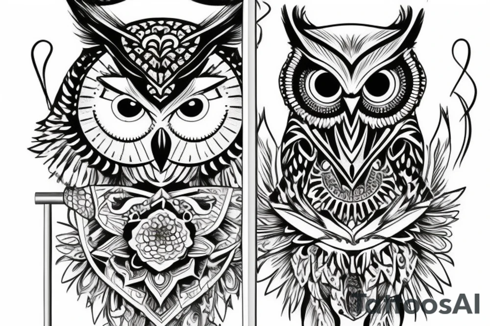 Owl on the scales tattoo idea