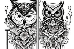 Owl on the scales tattoo idea