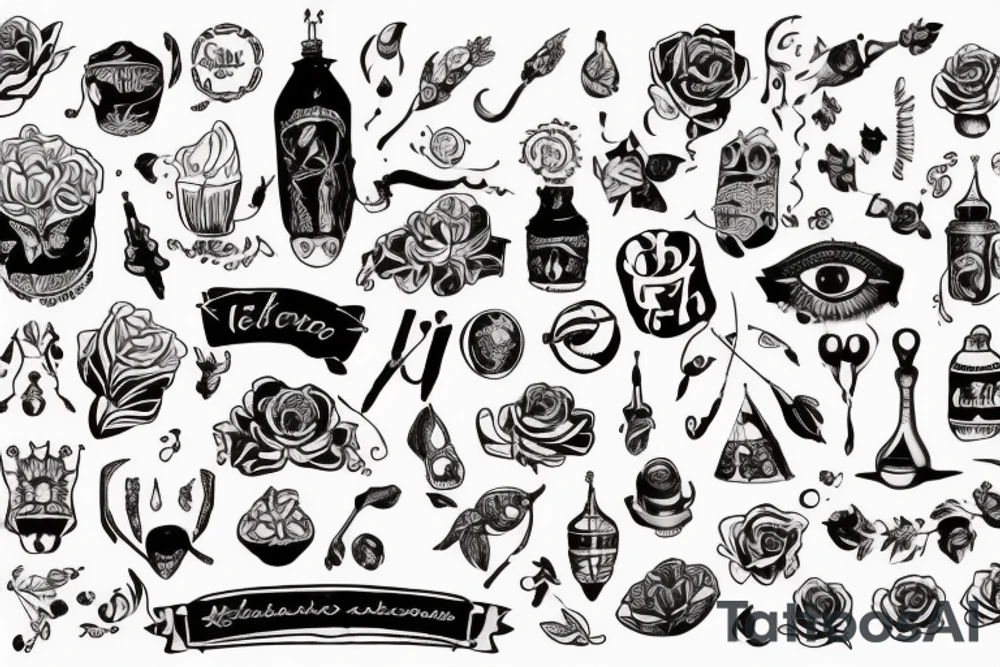 Жаба в волшебной шапке, в лесу, графика tattoo idea