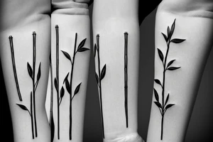 Bamboo sticks with leaves, straight and narrow tattoo idea