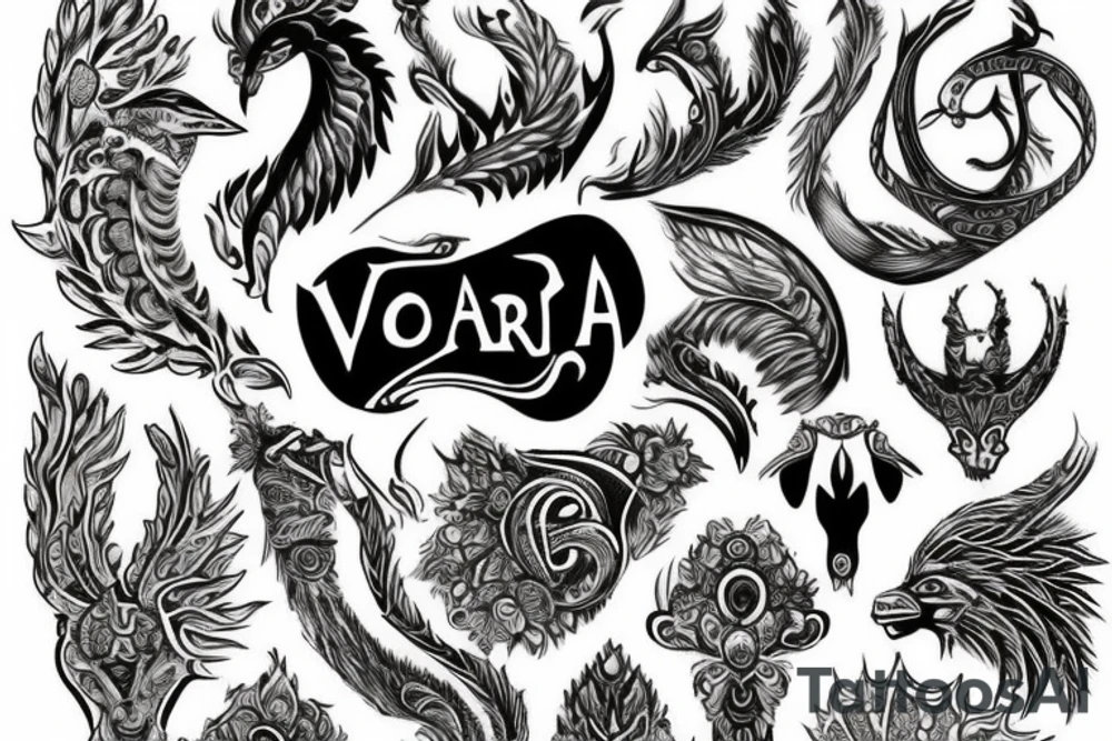 it should be based around my last name "VOHRA" and it should show like I am undefeated, fearless, and fierce tattoo idea