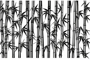Straight and narrow bamboo sticks with leaves tattoo idea