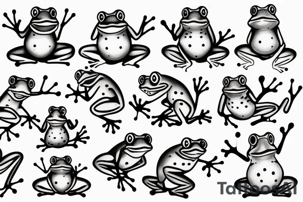 two small funny frogs tattoo idea