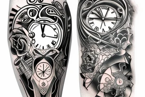 clock and computer tattoo idea