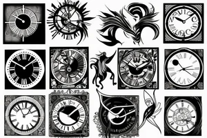 clock and computer tattoo idea