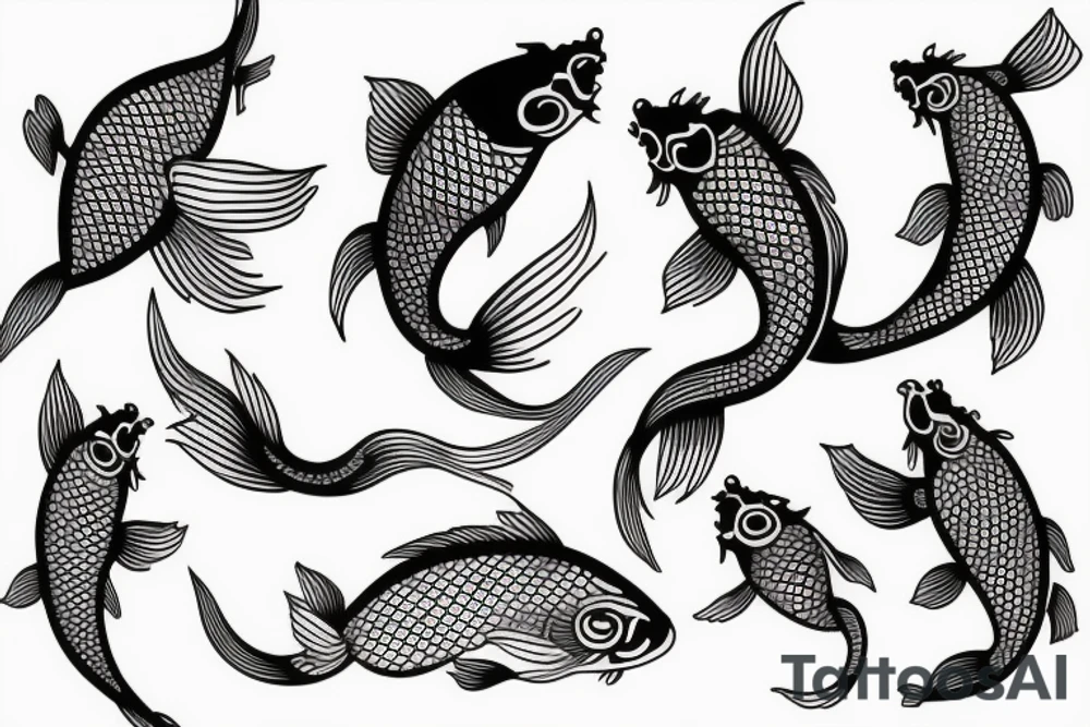 koi carp in a minimalist style tattoo idea