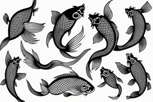 koi carp in a minimalist style tattoo idea