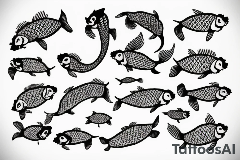 koi carp in a minimalist style tattoo idea