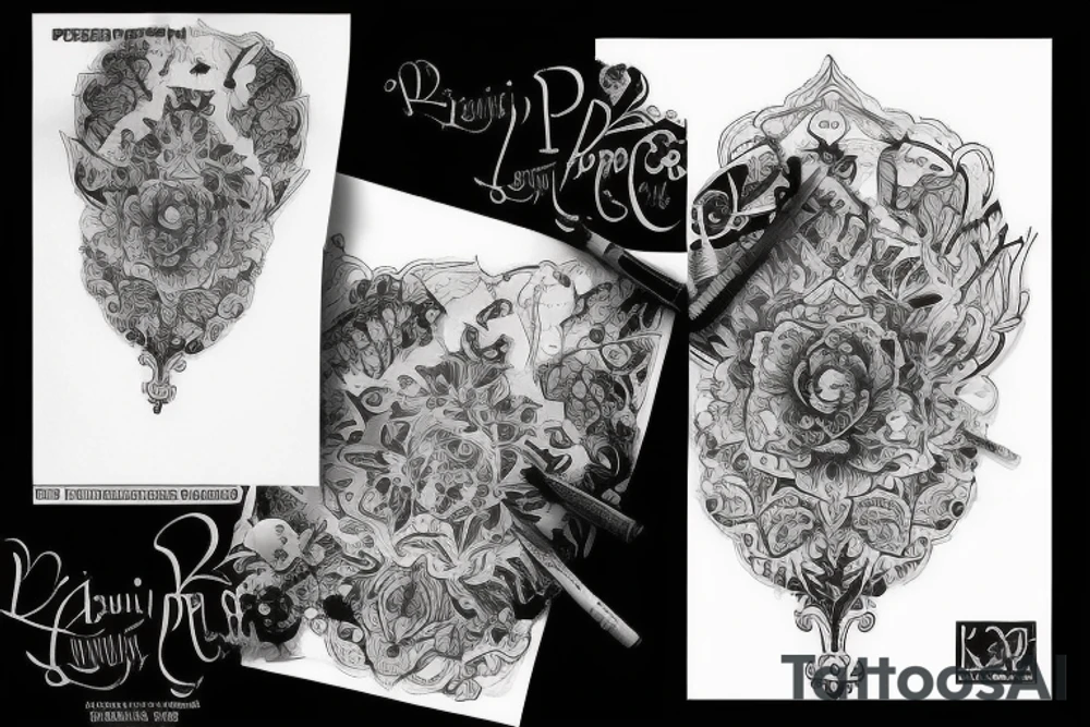 Горящий крест с драконами и луной tattoo idea Горящий крест с драконами и луной tattoo idea