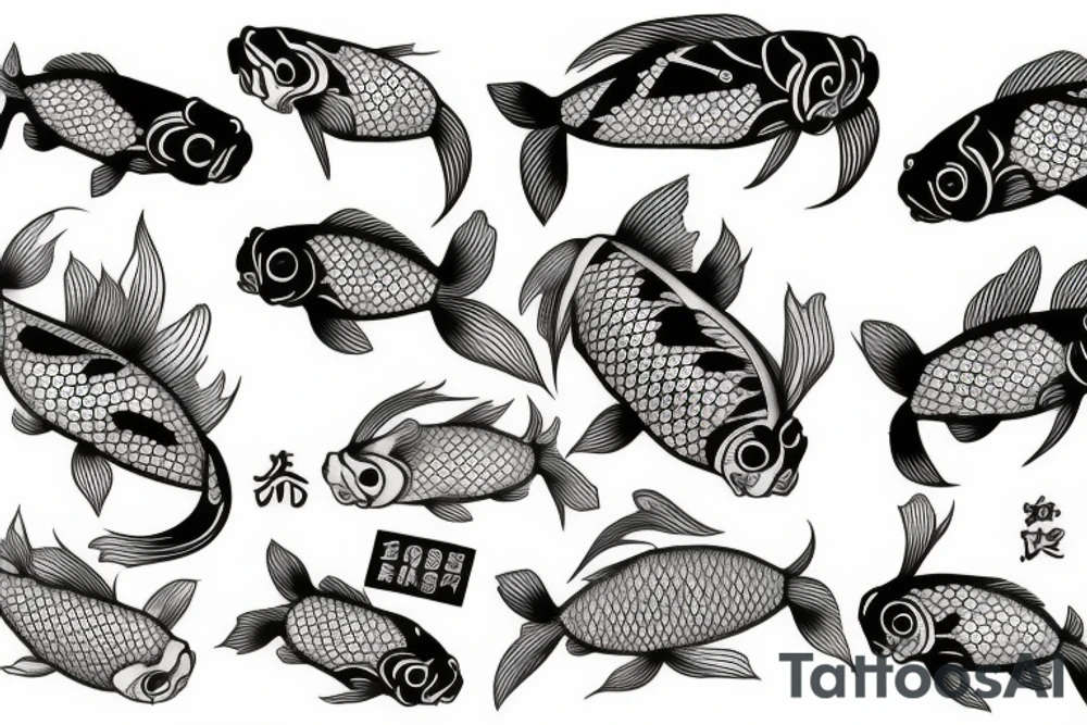 koi carp detailed in japanese style tattoo idea