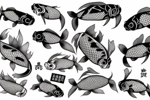koi carp detailed in japanese style tattoo idea