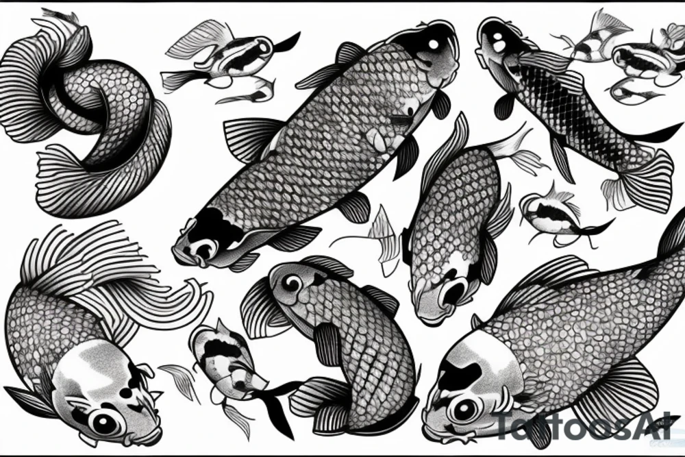koi carp detailed in japanese style tattoo idea