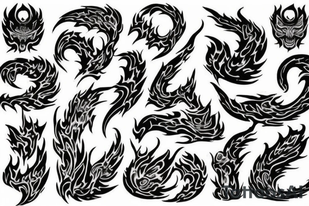 Flame hell letters fire tattoo idea