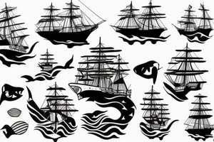 Ship in sea tattoo idea