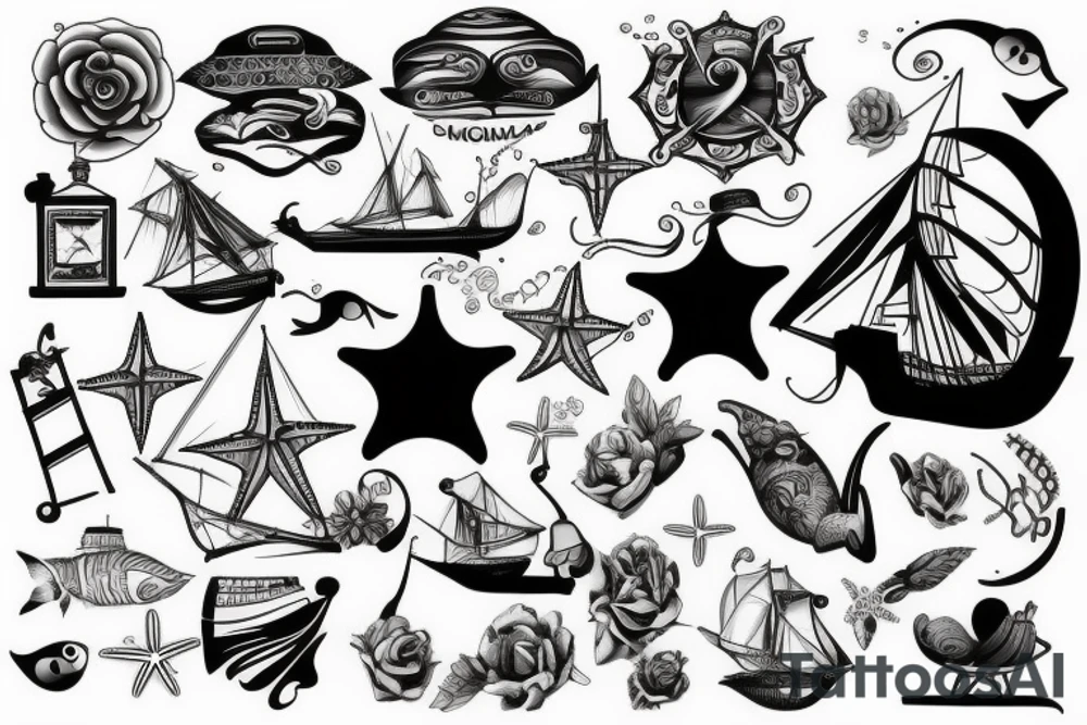 Ship in sea tattoo idea