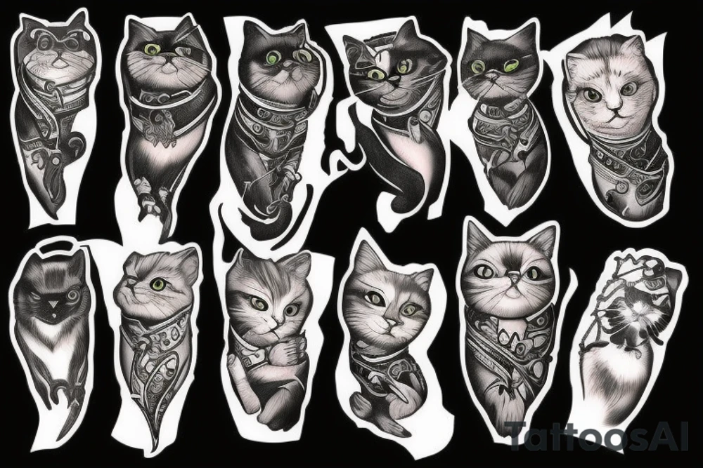 black cat on church in fire tattoo idea