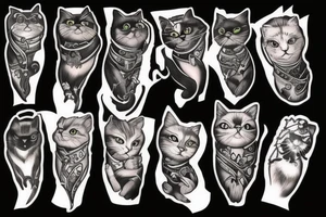 black cat on church in fire tattoo idea