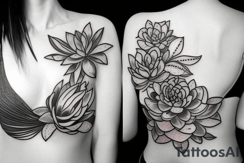 Succulent on female body tattoo idea