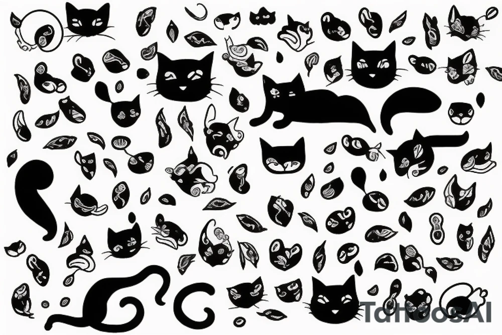 Black cat with a funny cat tattoo idea