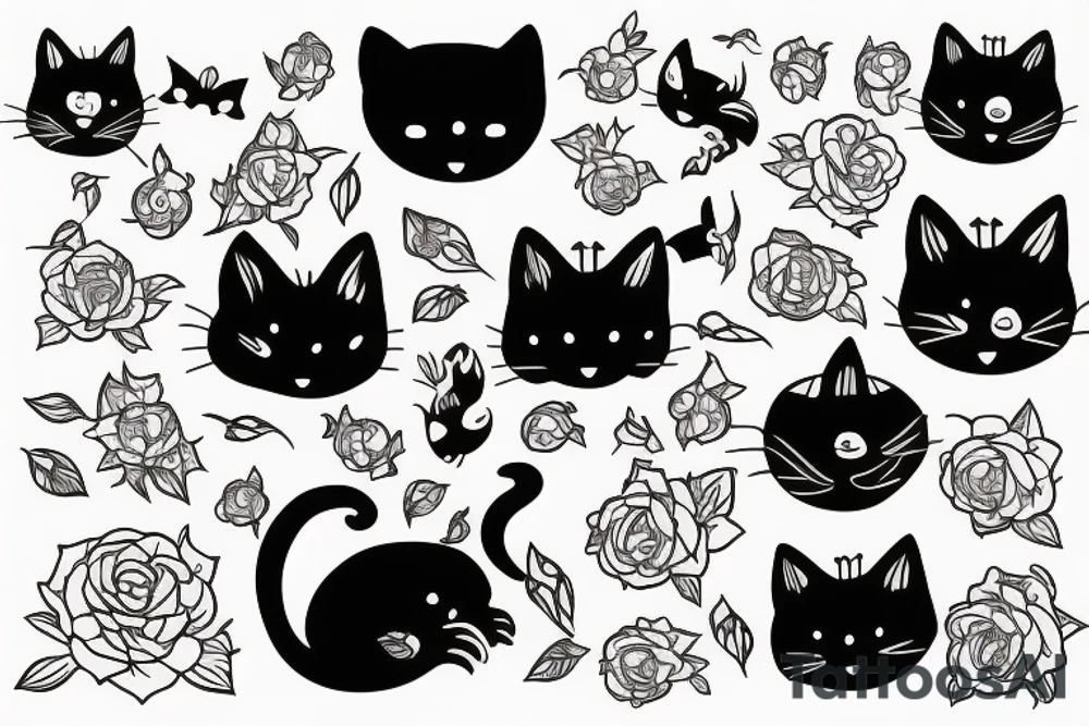 Black cat with a funny cat tattoo idea
