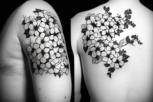 hanja mask in sakura flowers tattoo idea