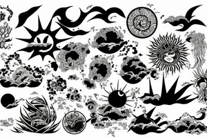 light shading rising sun sun rays sun rise over ocean tattoo idea