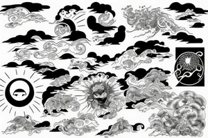 light shading rising sun sun rays sun rise over ocean tattoo idea