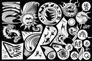 light shading rising sun sun rays sun rise over ocean tattoo idea