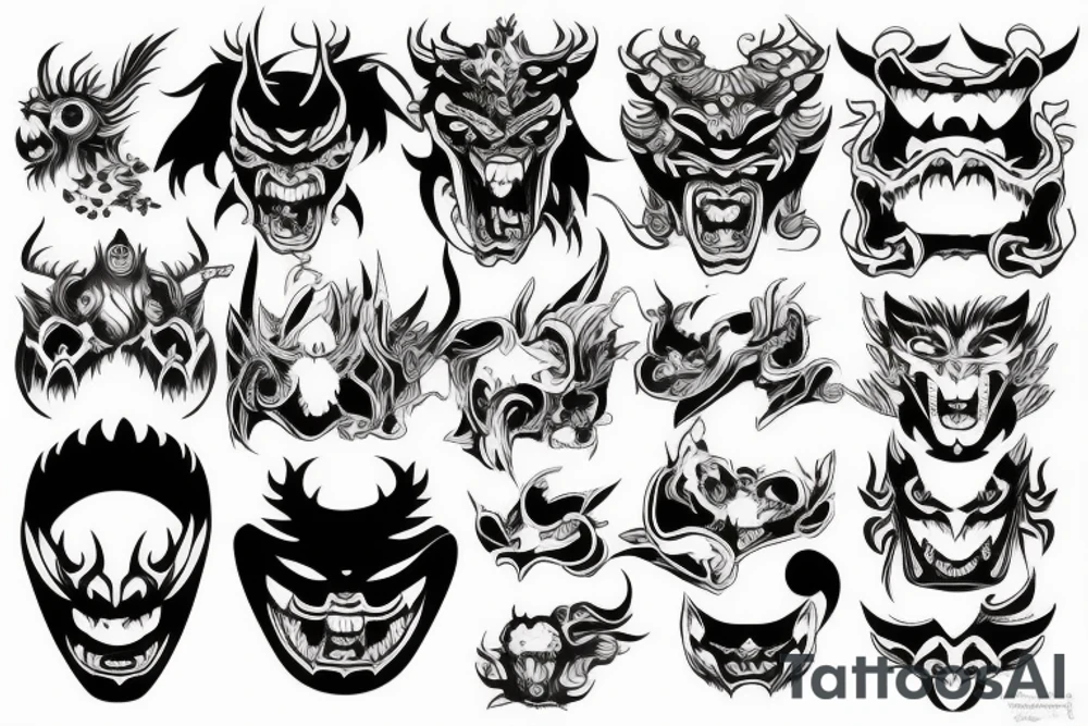 demon mask japan style tattoo idea