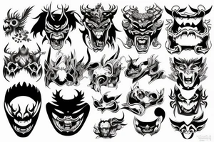 demon mask japan style tattoo idea