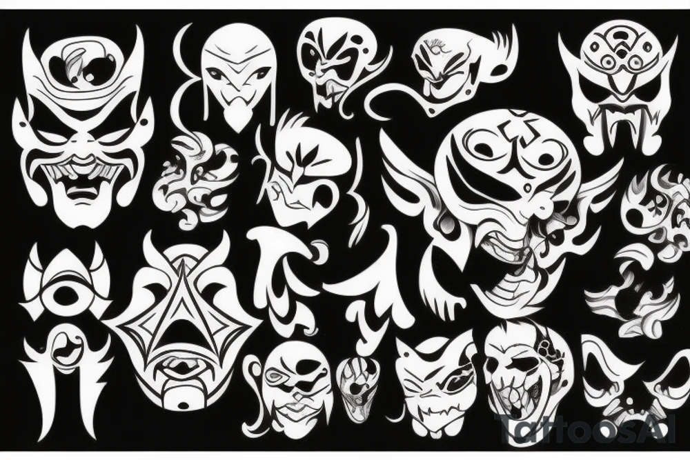 demon mask japan style tattoo idea
