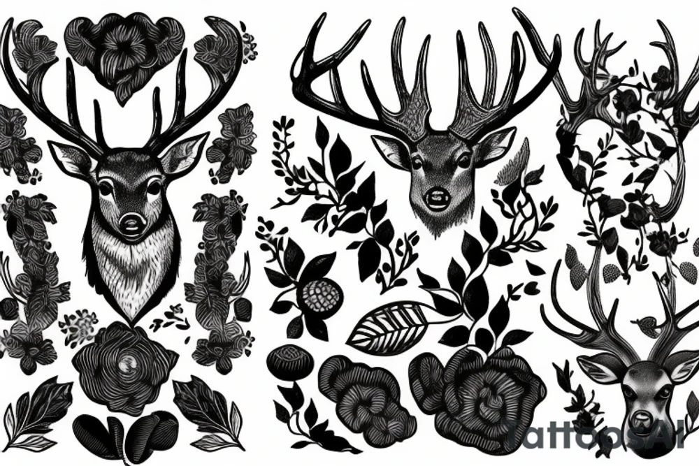 deer wise free dark wood solid tattoo idea