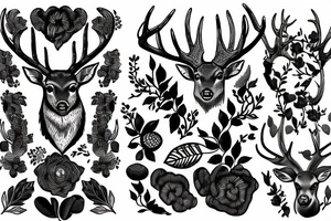 deer wise free dark wood solid tattoo idea