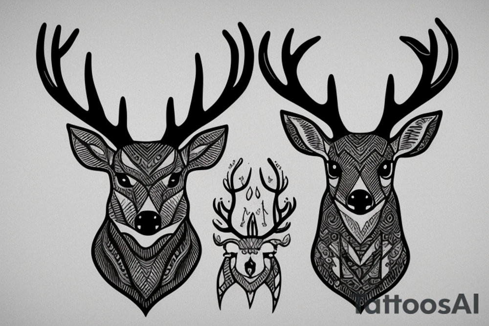 deer wise free dark wood solid tattoo idea