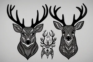 deer wise free dark wood solid tattoo idea