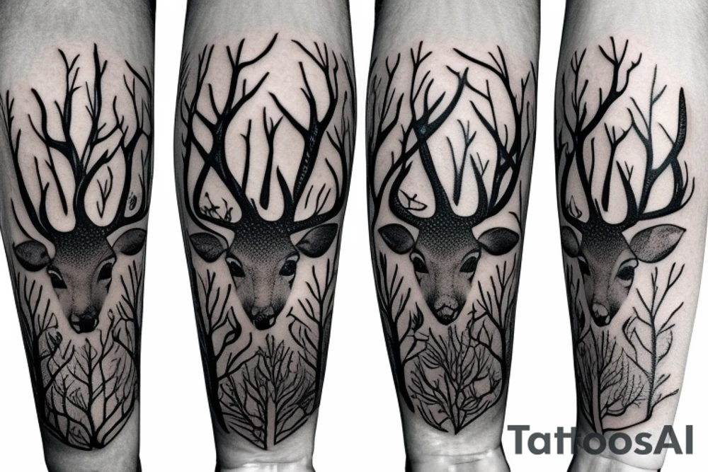 deer wise free dark solid forest tattoo idea