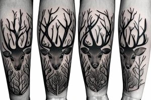 deer wise free dark solid forest tattoo idea