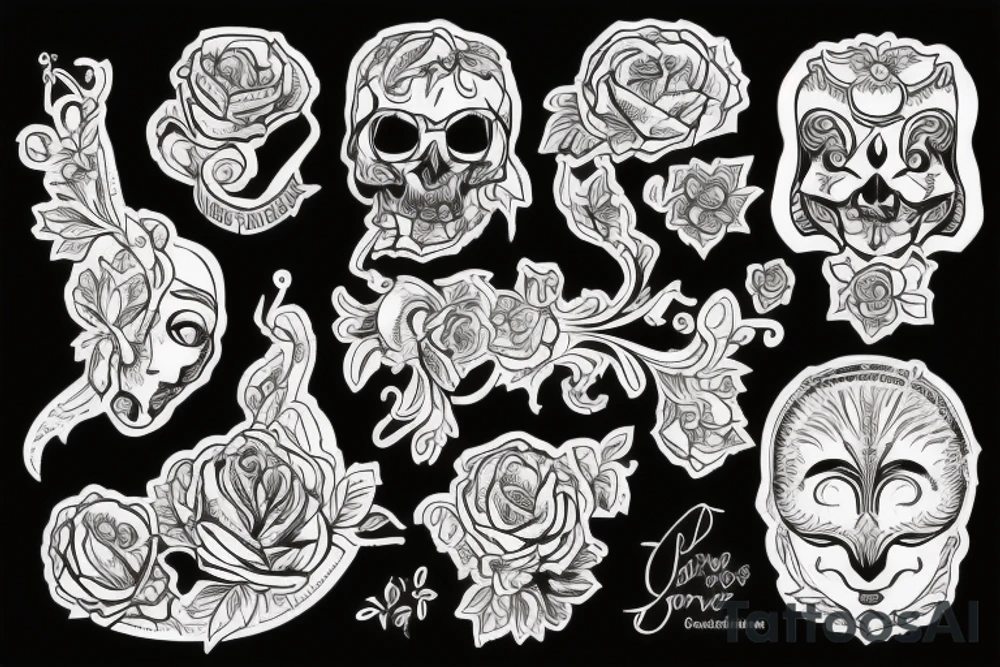 Сова в листьях и с черно-белым орнаментом tattoo idea