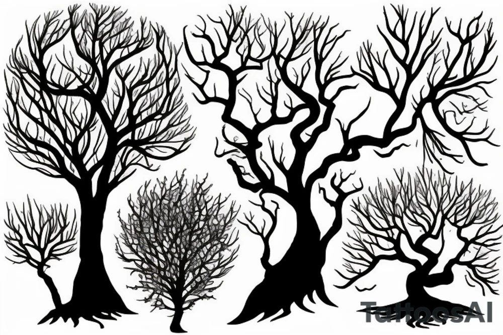 a tree with a root dissolves in the wind tattoo idea