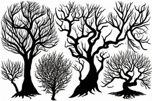 a tree with a root dissolves in the wind tattoo idea