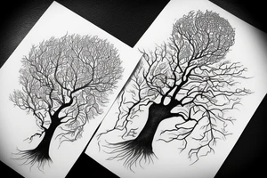 Oak with a root dissolves in the wind tattoo idea
