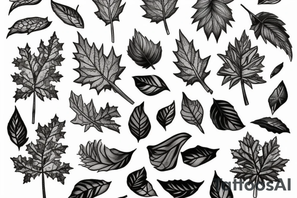 Oak with a root and leafs dissolves in the wind tattoo idea Oak with a root and leafs dissolves in the wind tattoo idea