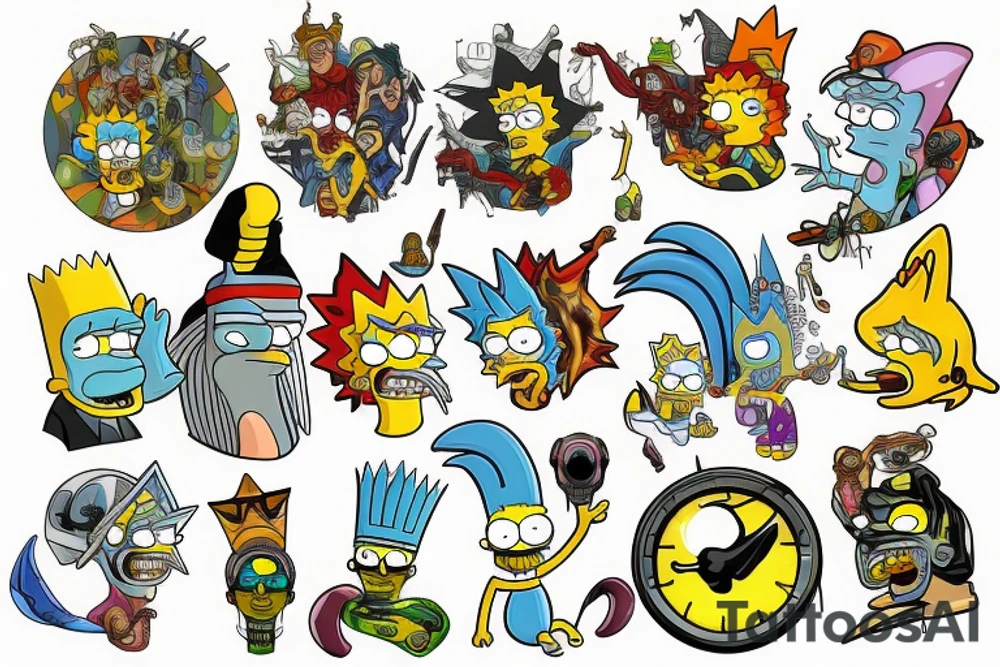 Crossover with cartoon heeoes like Simpsons, Griffins, futurama, Rick and Morty, adventure time etc. tattoo idea