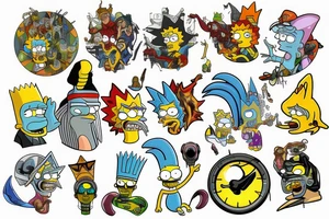 Crossover with cartoon heeoes like Simpsons, Griffins, futurama, Rick and Morty, adventure time etc. tattoo idea