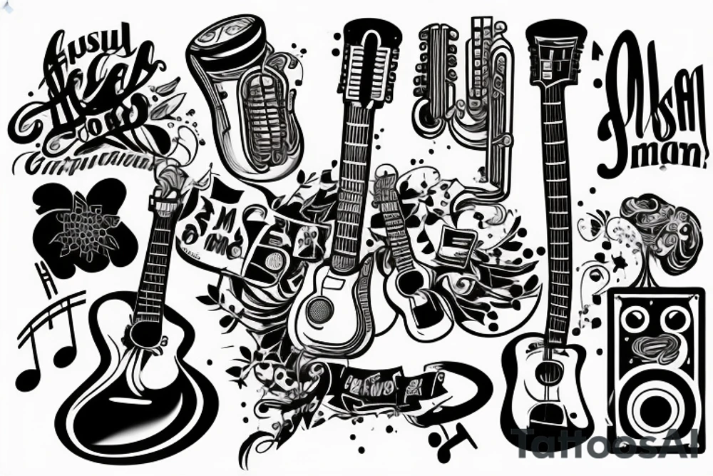 Musician with a guitar in Israel tattoo idea