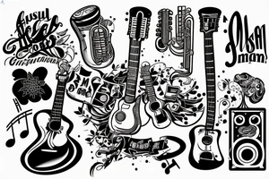Musician with a guitar in Israel tattoo idea